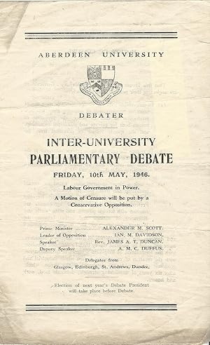 Aberdeen University Debater, Inter-University Parliamentary Debate, Friday, 10th May, 1946