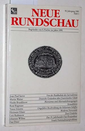 Bild des Verkufers fr Neue Rundschau. Heft 1 1981. 92. Jahrgang. zum Verkauf von Versandantiquariat Kerstin Daras