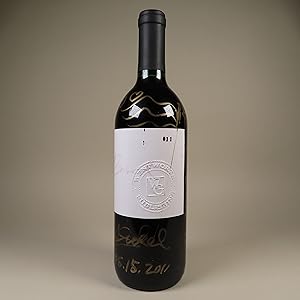 [750ml Wine Bottle SIGNED by Gockel with decoration. #11]