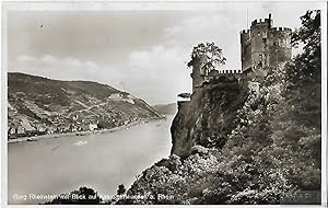 AK Burg Rheinstein mit Blick auf Assmannshausen a. Rhein. ca. 1939