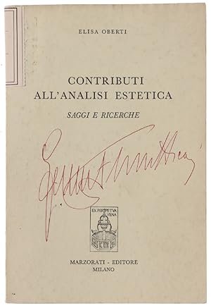 CONTRIBUTI ALL'ANALISI ESTETICA. Saggi e ricerche.: