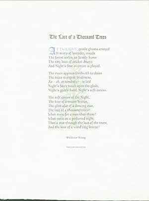 Image du vendeur pour The Lace of a Thousand Trees (broadside) mis en vente par Eureka Books