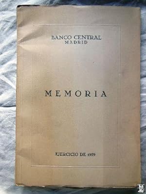 Seller image for MEMORIA ANUAL DEL BANCO CENTRAL 1959/1960 for sale by Librera Maestro Gozalbo