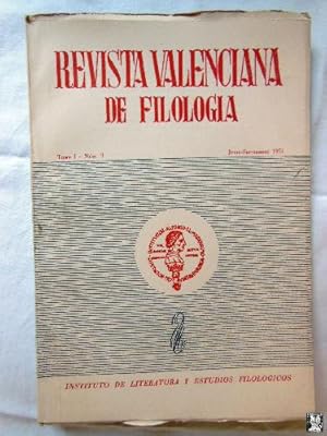 REVISTA VALENCIANA DE FILOLOGIA. Tomo I Nº3