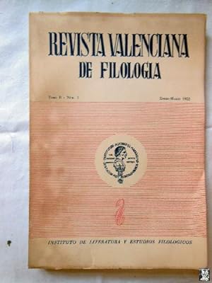 REVISTA VALENCIANA DE FILOLOGIA. Tomo II, Núm 1