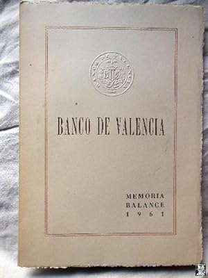 Seller image for MEMORIA ANUAL DEL BANCO VALENCIA 1961 for sale by Librera Maestro Gozalbo