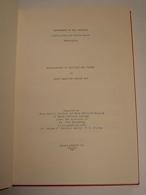 Bibliography of Articles and Papers on North American Indian Art