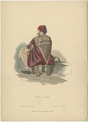 Antique Costume Print of a Persian Man from Khoy by Lipperheide (c.1880)