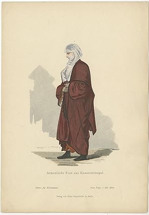 Antique Costume Print of an Armenian Woman from Constantinople by Lipperheide (c.1880)