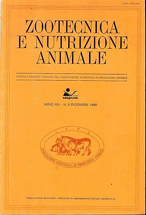 Zootecnica e nutrizione animale, anno XIV - n. 6 Dicembre 1988