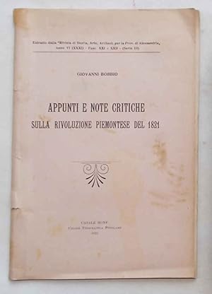 Appunti e note critiche sulla Rivoluzione Piemontese del 1821.