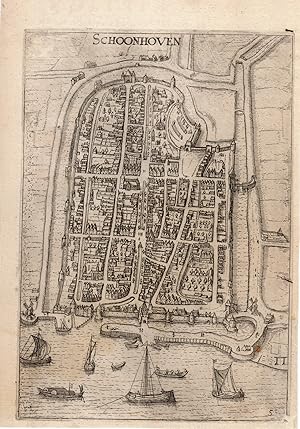 Image du vendeur pour Antique Print-SCHOONHOVEN-CITY-PLAN-Guicciardini-1588 mis en vente par Pictura Prints, Art & Books