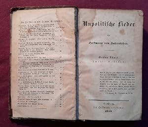 Bild des Verkufers fr Unpolitische Lieder. Erster und Zweiter Theil (1. + 2.) zum Verkauf von ANTIQUARIAT H. EPPLER