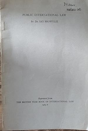 Imagen del vendedor de Public International Law (Reprinted from The British year Book Of International Law 1965-66) a la venta por Shore Books