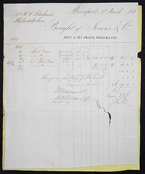 Receipt and Shipping Document for Sheet Iron Imported from Jevons & Co., Liverpool