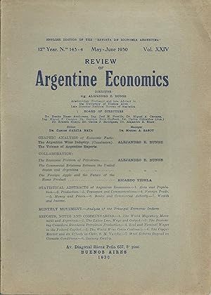 Imagen del vendedor de Review of Argentine Economics Vol. Xxiv May-June 1930 a la venta por Lincbook