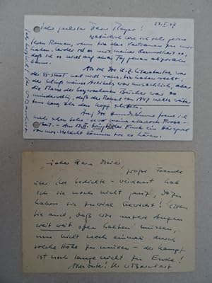 (Schriftsteller; Hamburg 1921 - 1947 Basel). 4 eigenhändige Postkarten (jeweils mit Unterschrift)...