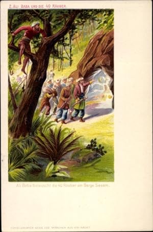 Ansichtskarte / Postkarte Märchen aus 1001 Nacht, Ali Baba und die 40 Räuber, Berg Sesam