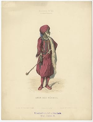 Antique Print of a Leader from Algeria (c.1860)
