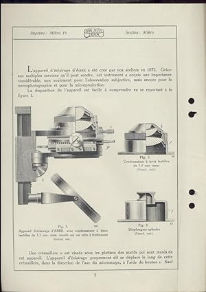 Notice sur l'emploi de l'Appareil d'Eclairage d'Abbe. Mikro 15. Edition de 1923.