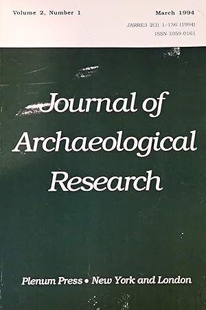 Bild des Verkufers fr Journal of Archaeological Research (Volume 2, issue 1, March 1994) zum Verkauf von Weekly Reader