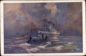 Künstler Ansichtskarte / Postkarte Heusser, Harry, Österreichisches Kriegsschiff, Wien, Spitalschiff