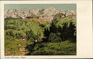 Künstler Ansichtskarte / Postkarte Thoma, Hans, Alpen, Kirche, Gebirge