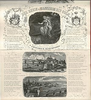 Neues Panorama des Rheins von Mannheim bis Cöln. (Original-Stahlstich-Leporello ca. 1880)