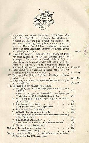 Adressbuch der Stadt Worms 1898 (Originalausgabe)