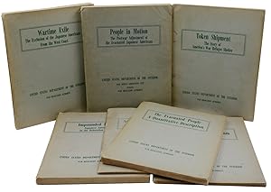 Imagen del vendedor de [Japanese Internment] Wartime Exile: The Exclusion of the Japanese Americans from the West Coast; Impounded People: Japanese Americans in the Relocation Centers; The Relocation Program; Administrative Highlights of the WRA Program; Token Shipment: The Story of America's War Refugee Shelter; The Evacuated People: A Quantitative Description; People in Motion: The Postwar Adjustment of the Evacuated Japanese Americans a la venta por Burnside Rare Books, ABAA