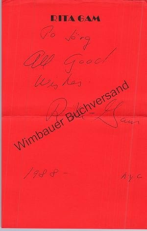 Imagen del vendedor de Original Autograph Rita Gam (1927-2016) /// Autogramm signiert signed signee a la venta por Antiquariat im Kaiserviertel | Wimbauer Buchversand