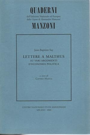 Lettere a Malthus su vari argomenti d'economia politica