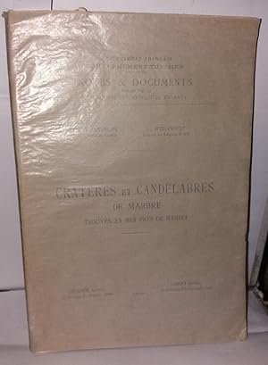 Seller image for Cratres et candlabres de marbre trouvs en mer prs de Mahdia for sale by Librairie Albert-Etienne