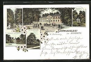 Lithographie Ascheberg, Gasthof Schwiddeldei, Schloss, Liebestempel