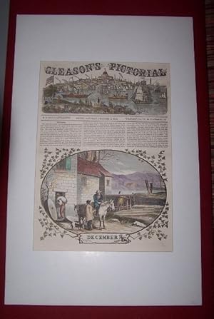 Seller image for TAKING GRAIN TO THE MILL in DECEMBER/ Boston City and Boston Harbor [Hand Colored Wood Engraving] for sale by Antiquarian Bookshop