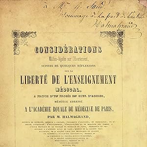 Considérations médico-légales sur l'avortement suivies de quelques réflexions sur la liberté de l...