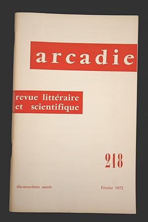 Arcadie - février 1972 - Numéro 218