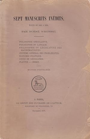 Sept manuscrits inédits, écrits de 1803 à 1806.