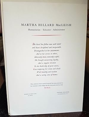 MARTHA HILLARD MACLEISH