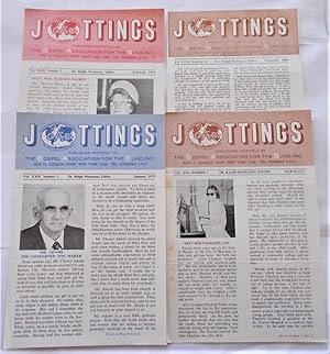 Image du vendeur pour Jottings (Lot of 4 Issues, 1969-1973): Ministering to the World's 20 Million Sightless (The Gospel Association for the Blind, Inc.) (Christian Newsletter) mis en vente par Bloomsbury Books