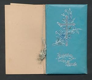 Taufkarte Arno Hempel 1924, Weihe-Spruch, Bibelvers, Kreuz mit Vergissmeinnicht