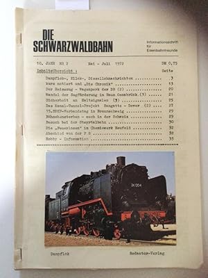 Die Schwarzwaldbahn 10. Jahr Nr. 2 Informationsschrift für Eisenbahnfreunde.