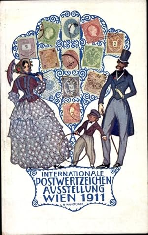 Ganzsache Briefmarken Künstler Ansichtskarte / Postkarte Kalmsteiner, Wien, Internat. Postwertzei...