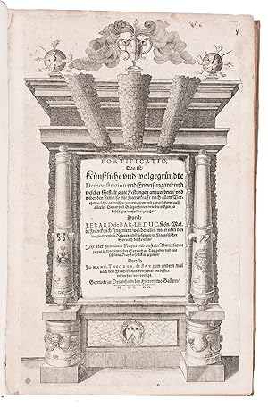 Bild des Verkufers fr La fortification demonstree et reduicte en art . reveue corrige et augmentee par A. Errard .[Amsterdam ("livres" 2 & 4: "Paris" = Amsterdam), Johannes Jansonnius?], "1619" [= 1622?]-1622. 1 volume in 4 "livres". Folio (33 x 21 cm). With an engraved title-page, 38 engraved plates, 9 engraved and numerous woodcut illustrations in the text. Recased in contemporary vellum. zum Verkauf von ASHER Rare Books