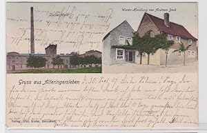 92784 Mehrbild Ak Gruß aus Alleringersleben Zuckerfabrik, Warenhandlung 1907