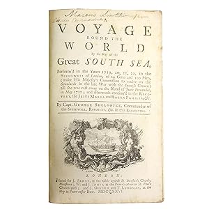 Bild des Verkufers fr A Voyage round the World by Way of the Great South Sea, Perform'd in the Years 1719, 20, 21, 22, in the Speedwell of London, of 24 Guns and 100 Men, (under His Majesty's Commission to cruize on the Spaniards in the late War with the Spanish Crown) till she was cast away on the Island of Juan Fernandes, in May 1720; and afterwards continu'd in the Recovery [sic], the Jesus Maria and Sacra Familia, &c. zum Verkauf von Bruce Marshall Rare Books