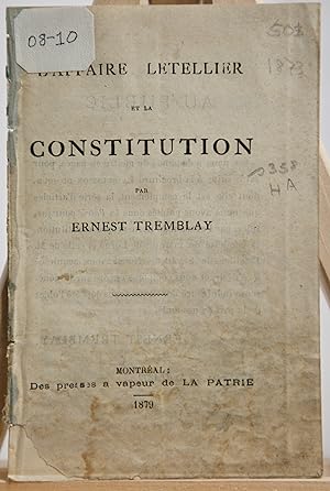 L'affaire Letellier et la Constitution