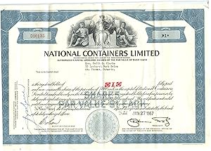 Seller image for National Containers Limited stock certificates for sale by Attic Books (ABAC, ILAB)