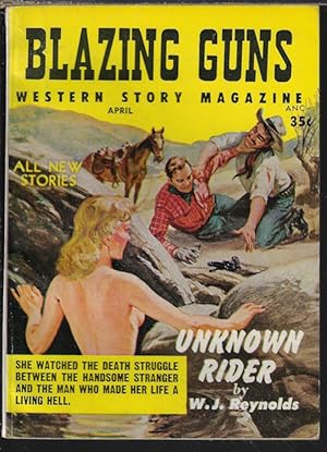 Seller image for BLAZING GUNS Western Story Magazine No. 4: April, Apr. 1957 for sale by Books from the Crypt