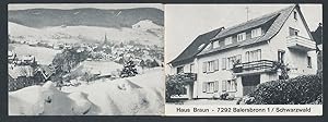 Bild des Verkufers fr Klapp-Ansichtskarte Baiersbronn, Gasthaus Haus Braun, Ortsansicht in verschneiter Winterlandschaft zum Verkauf von Bartko-Reher